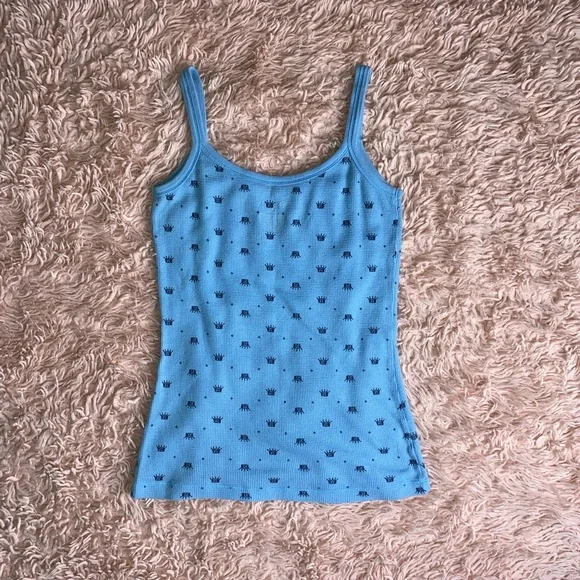 Xhilaration Blue Princess Crown Print Cami Sleepwear Tank, Size S - Picture 2 of 6